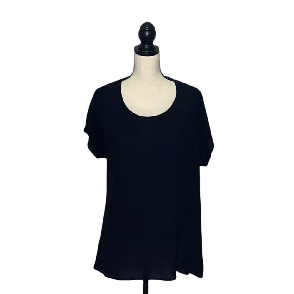 Pleione Anthropologie Sheer Shirt Womens S Black Dark Academia Preppy‎ Gothic